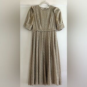 MARC JACOBS Runway Silk Metallic Daisy Floral Boho Midi Dress Size 0